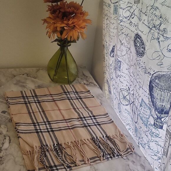 Chic Plaid Fringe Winter Scarf Super Soft Cashmere Feel Polyester - Picture 7 of 13